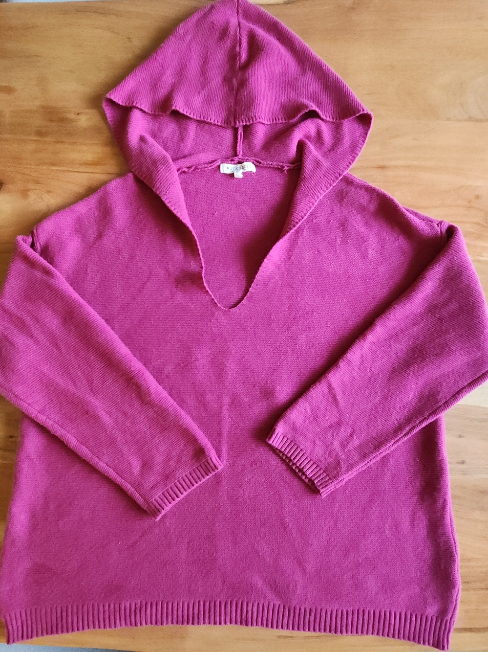 Workshop Republic Clothing Pink Pullover Hooded V-neck Sweater